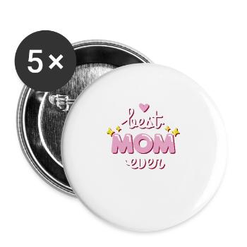 Mother's Day Gift Best Mom Mother's Day Gift - Buttons large 2.2''/56 mm (5-pack) - white - Front