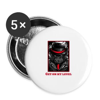 pinstripe primate t-shirt for monkey fans - Buttons large 2.2''/56 mm (5-pack) - white - Front