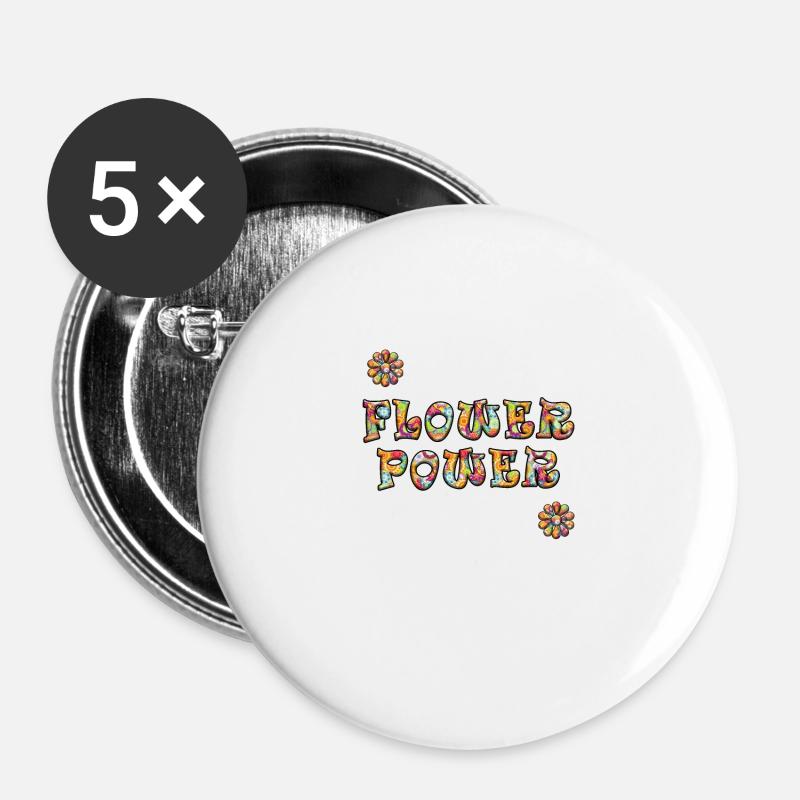 Flower Power - Buttons large 2.2''/56 mm (5-pack) - white