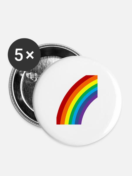 Regenbogen Lgbt - Buttons groß 56 mm (5er Pack) - Weiß