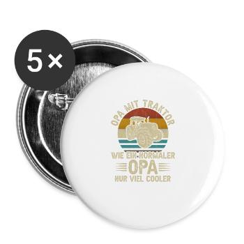 Opa mit Traktor Rentner Traktorfahrer Landwirt - Buttons groß 56 mm (5er Pack) - Weiß - Vorne