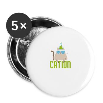 Cation Science Cat Pawsitive Chemistry Teacher - Lot de 5 grands badges (56 mm) - blanc - Devant