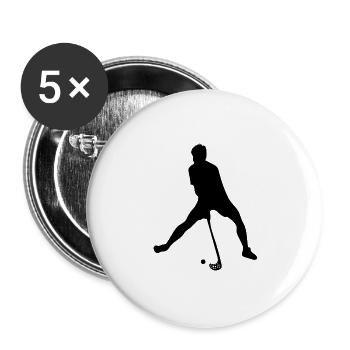 Floorball - Buttons groß 56 mm (5er Pack) - Weiß - Vorne