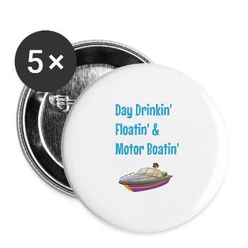 Boat and motorboat captain and boating - Buttons large 2.2''/56 mm (5-pack) - white - Front