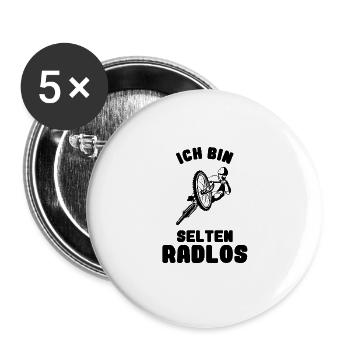 Fahrrad - Ich bin Selten Radlos - MTB Radtour - Buttons groß 56 mm (5er Pack) - Weiß - Vorne