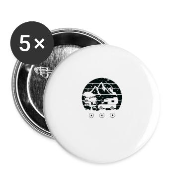 Pickup Cabine de camping vintage Camping - Lot de 5 grands badges (56 mm) - blanc - Devant