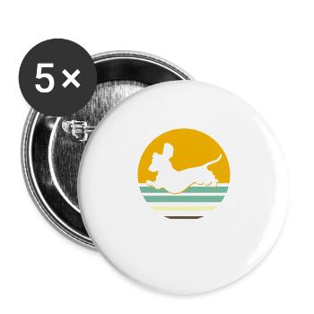 Retro Dackel Dackelhund Hund Silhouette Geschenk - Buttons groß 56 mm (5er Pack) - Weiß - Vorne
