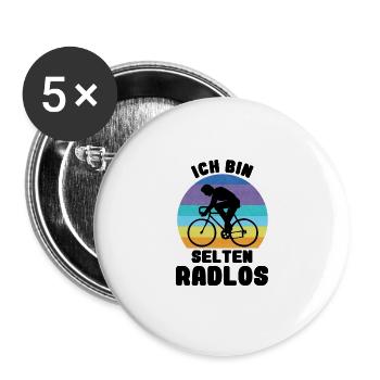 Fahrrad - Ich bin Selten Radlos - MTB Radtour - Buttons groß 56 mm (5er Pack) - Weiß - Vorne