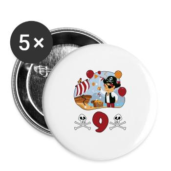 9 ans fun anniversaire enfant enfant - Lot de 5 grands badges (56 mm) - blanc - Devant