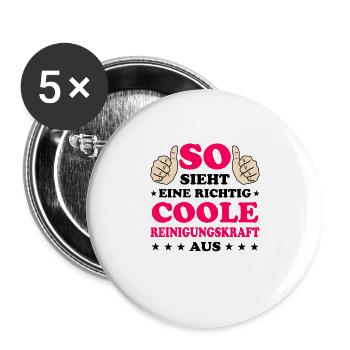 Reinigungskraft Spruch Haushalt Putzfrau Geschenk - Buttons groß 56 mm (5er Pack) - Weiß - Vorne