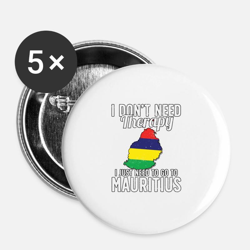 Mauritius flag I Mauritius Souvenirs - Buttons large 2.2''/56 mm (5-pack) - white