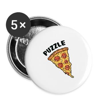 Pizza Piece Puzzle Puzzles Puzzles - Buttons large 2.2''/56 mm (5-pack) - white - Front