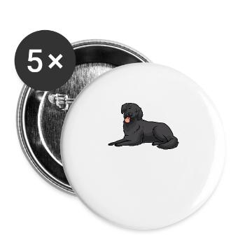 Flat Coated Retriever Hund - Buttons groß 56 mm (5er Pack) - Weiß - Vorne