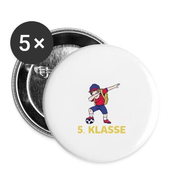 Aufstieg 5. Klasse Grundschule Schulkind Schüler F - Buttons groß 56 mm (5er Pack) - Weiß - Vorne