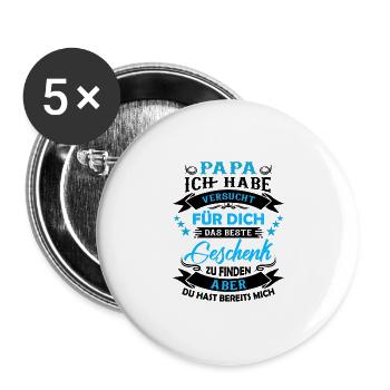 Papa Sohn Tochter Geburtstag Geschenke Vatertag - Buttons groß 56 mm (5er Pack) - Weiß - Vorne