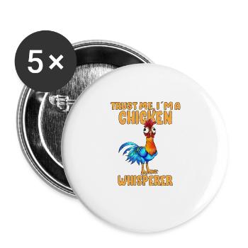 Chicken Trust me I'm a Chicken Whisperer Farm - Buttons large 2.2''/56 mm (5-pack) - white - Front