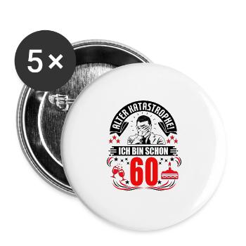 60. Geburtstag Mann Geschenk lustig Geburtstag 60 - Buttons groß 56 mm (5er Pack) - Weiß - Vorne