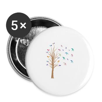 Bird TreeBird Watching Flock of Birds Gift - Buttons large 2.2''/56 mm (5-pack) - white - Front