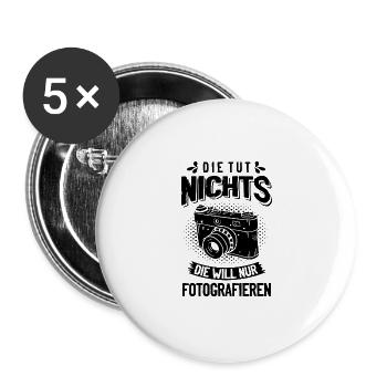 Lustiger Fotograf Spruch, Fotografie Geschenk - Buttons groß 56 mm (5er Pack) - Weiß - Vorne