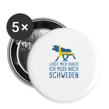 Lasst Mich Durch Schweden Sverige Elch Urlaub - Buttons groß 56 mm (5er Pack) - Weiß - Vorne