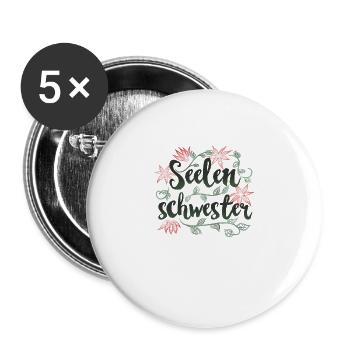 Seelenschwester Beste Freundin - Buttons groß 56 mm (5er Pack) - Weiß - Vorne