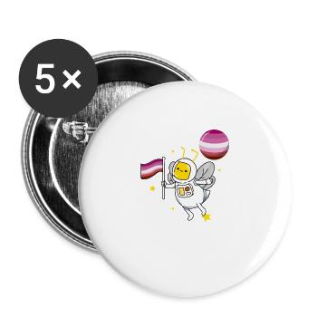 Abeille dans l’espace Lesbian Pride - Lot de 5 grands badges (56 mm) - blanc - Devant