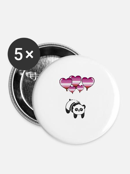 Panda Lesbian Pride - Buttons groß 56 mm (5er Pack) - Weiß