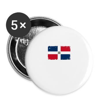 Herzschlag Flagge Vintage Dominikanische Republik - Buttons groß 56 mm (5er Pack) - Weiß - Vorne