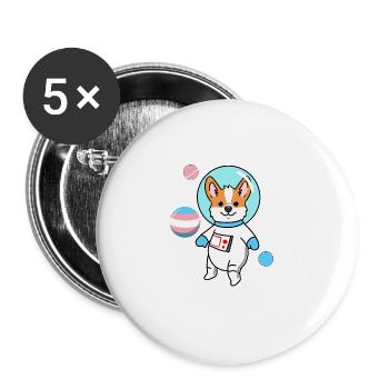Corgi Space Trans Pride - Buttons large 2.2''/56 mm (5-pack) - white - Front