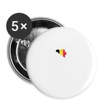 Belgien Herzschlag Flagge Vintage Belgien - Buttons groß 56 mm (5er Pack) - Weiß - Vorne