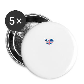 Island Herzschlag Flagge Vintage Island - Buttons groß 56 mm (5er Pack) - Weiß - Vorne