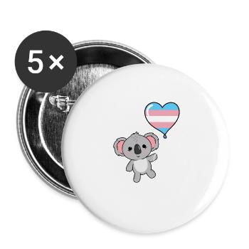 Koala Herzballon Trans Pride - Buttons groß 56 mm (5er Pack) - Weiß - Vorne