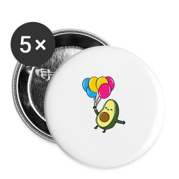 Avocat Ballon Pan Pride - Lot de 5 grands badges (56 mm) - blanc - Devant