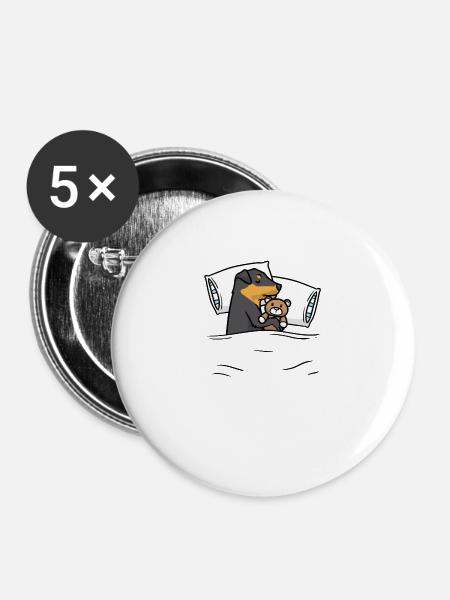 Jagdterrier Kuscheltier Hund - Buttons groß 56 mm (5er Pack) - Weiß