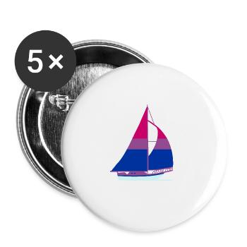 Sailboat Bisexual Pride - Buttons large 2.2''/56 mm (5-pack) - white - Front