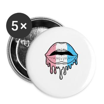Dripping Transgender Lips Trans Pride - Buttons large 2.2''/56 mm (5-pack) - white - Front