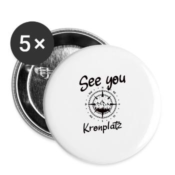 Kronplatz Snowboarden Wandern und Ski fahren - Buttons groß 56 mm (5er Pack) - Weiß - Vorne