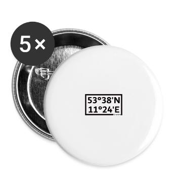 Schwerin Koordinaten - Buttons groß 56 mm (5er Pack) - Weiß - Vorne