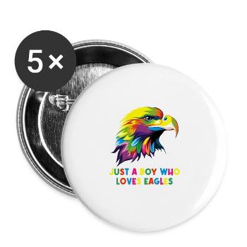 juste un garçon qui aime les aigles oiseau aigle - Lot de 5 grands badges (56 mm) - blanc - Devant