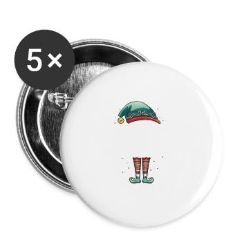 Weihnachten Partnerkostüm süße Elf Elfe Elfen - Buttons groß 56 mm (5er Pack) - Weiß - Vorne