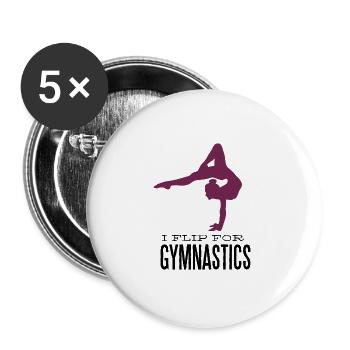 Gymnastics - I flip for gymnastics - Buttons large 2.2''/56 mm (5-pack) - white - Front