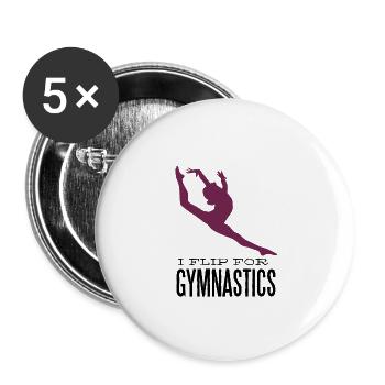 Gymnastics - I flip for gymnastics - Buttons large 2.2''/56 mm (5-pack) - white - Front