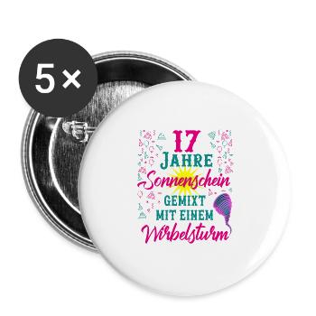 17 Geburtstag Frauen Geschenk 17 Jahre Geburtstag - Buttons groß 56 mm (5er Pack) - Weiß - Vorne