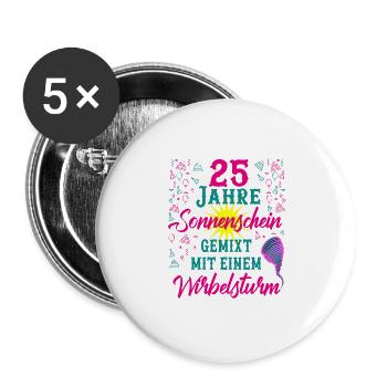 25 Geburtstag Frauen Geschenk 25 Jahre Geburtstag - Buttons groß 56 mm (5er Pack) - Weiß - Vorne