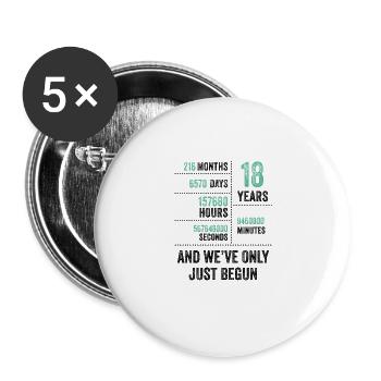 18 Jahre und wir haben gerade erst angefangen Lustiger Geburtstag - Buttons groß 56 mm (5er Pack) - Weiß - Vorne
