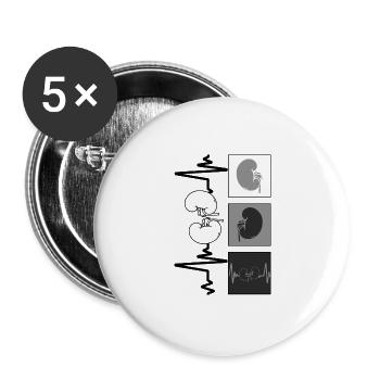 DialyseKrankenschwester Shirt, Techniker Krankenschwester Niere - Buttons groß 56 mm (5er Pack) - Weiß - Vorne