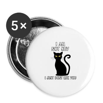 Cadeau de chats mignons pour les chats misanthropes - Lot de 5 grands badges (56 mm) - blanc - Devant