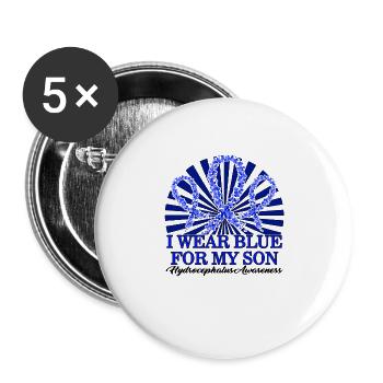 Chemise de sensibilisation à l’hydrocéphalie, je porte du bleu pour mon - Lot de 5 grands badges (56 mm) - blanc - Devant