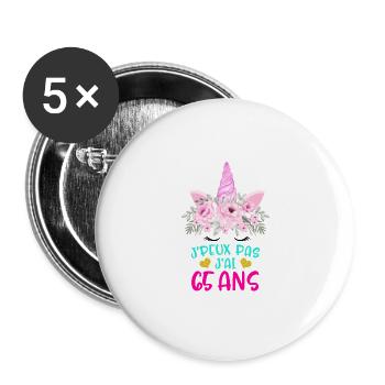 Enfant T Shirt 65 Ans Fille Anniversaire Cadeau - Buttons large 2.2''/56 mm (5-pack) - white - Front