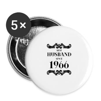 Bester Ehemann seit 1966 Hochzeitstag - Buttons groß 56 mm (5er Pack) - Weiß - Vorne
